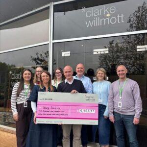 Young Somerset at Clarke Willmott with Cheque